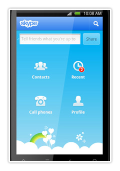 skype для сенсорного телефона Nokia, Samsung, Sony Ericsson, LG, HTC, Motorola, Fly, Alcatel, BlackBerry